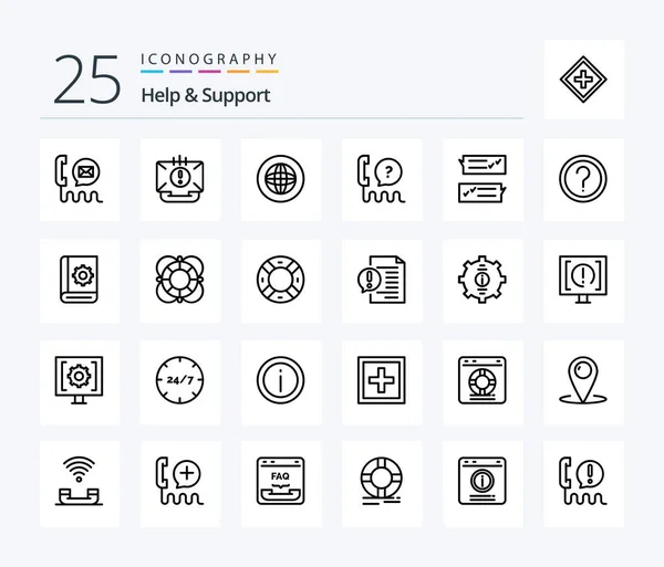 Help Support Line Icon Pack Including Help Chat Help Support — Stock Vector