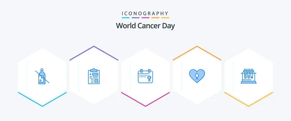 World Cancer Day Blue Icon Pack Including Test Patient Calendar — Vettoriale Stock