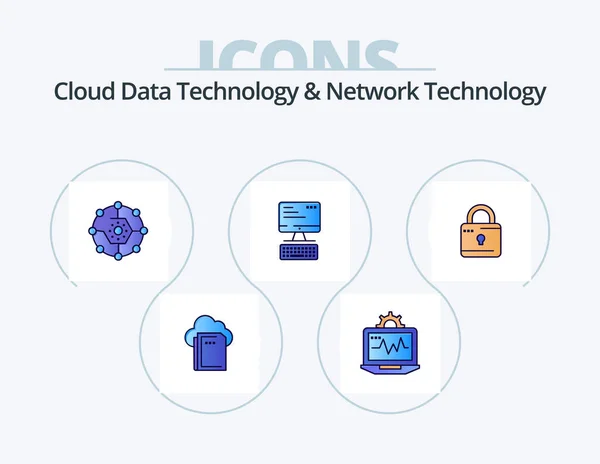 Cloud Data Technology Network Technology Line Filled Icon Pack Icon — Vector de stock