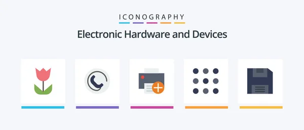 Devices Flat Icon Pack Including Diskette Computers Numbers Call Creative — Stockvektor