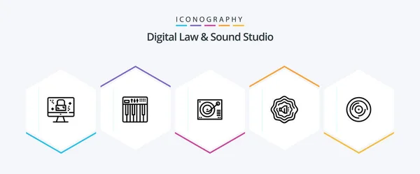 Digital Law Sound Studio Line Icon Pack Including Juggling Beat — Archivo Imágenes Vectoriales