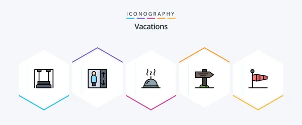 Vacations Filledline Icon Pack Including Speed Blow Dish Air Map — Stockvector