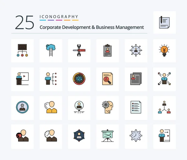 Corporate Development Business Management Line Filled Icon Pack Including Screwdriver — Stockový vektor