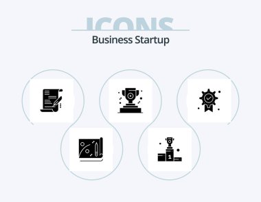 Business Startup Glyph Icon Pack 5 Icon Design. winner. award . medal . business