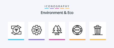 Environment And Eco Line 5 Icon Pack Including environment. ecology. green eco. battery. leaf. Creative Icons Design