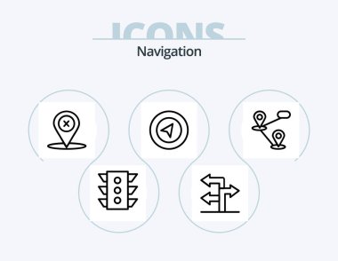 Navigation Line Icon Pack 5 Icon Design. mobile. traffic. pin. signal. mountain