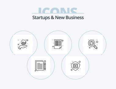 Startups And New Business Line Icon Pack 5 Icon Design. business. society. safe. group. focus