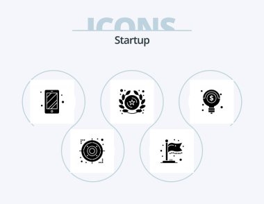 Startup Glyph Icon Pack 5 Icon Design. . ideas. smart phone. creative. rank