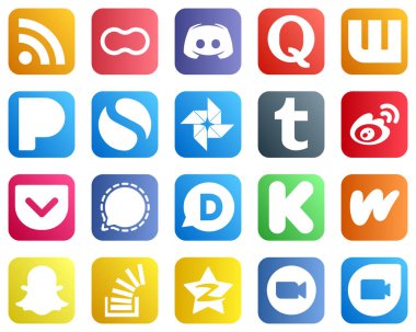 20 High Resolution Social Media Icons such as sina. tumblr. google photo and pandora icons. High quality and creative