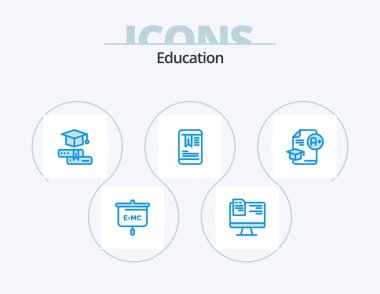 Education Blue Icon Pack 5 Icon Design. education. document. books. oneducation. mobile