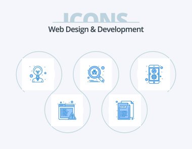 Web Design And Development Blue Icon Pack 5 Icon Design. mobile. coding. idea. app. search