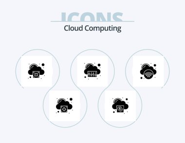 Cloud Computing Glyph Icon Pack 5 Icon Design. internet. technology. cloud. storage. cloud