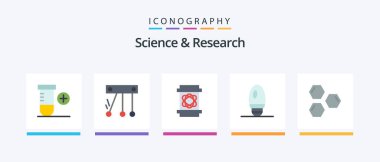 Science Flat 5 Icon Pack Including space. science. science. hexagon. lamp. Creative Icons Design
