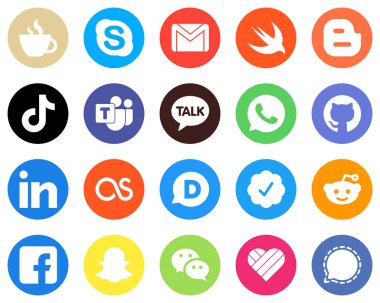 Flat Circle White Icon Collection swift. china and douyin 20 Innovative Icons