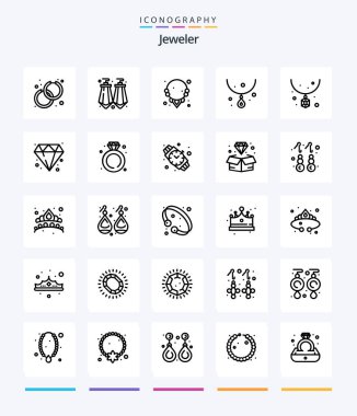 Creative Jewellery 25 OutLine icon pack  Such As wedding. diamond. gem. necklace. fashion