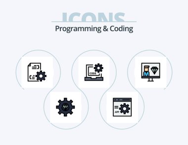 Programming And Coding Line Filled Icon Pack 5 Icon Design. develop. browser. flowchart. website. development