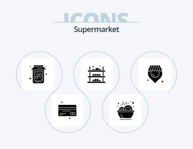 Supermarket Glyph Icon Pack 5 Icon Design. location. sale. stew. raft. buy