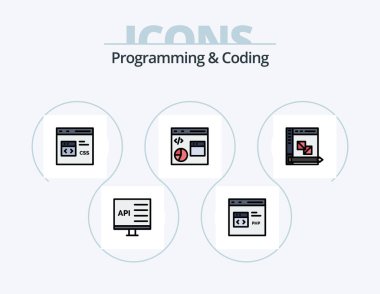 Programming And Coding Line Filled Icon Pack 5 Icon Design. development. coding. development. planning. development