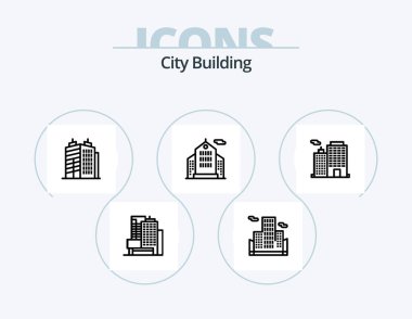 City Building Line Icon Pack 5 Icon Design. office. estate. business. building. corporation