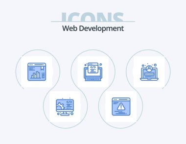 Web Development Blue Icon Pack 5 Icon Design. login. development. data. web. development