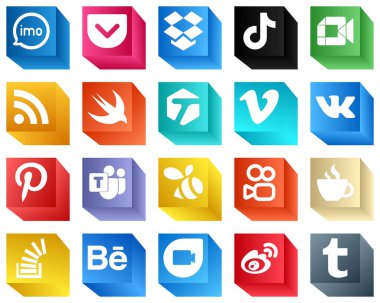 High Quality 3D Social Media Icons 20 Icons Pack such as tagged. feed. video. rss and video icons. Clean and professional