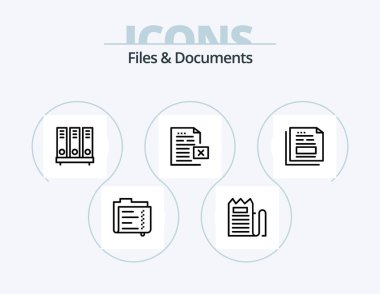 Files And Documents Line Icon Pack 5 Icon Design. newsletter. media. id. file. data