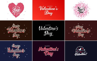 Happy Valentine's Day greeting card template with a romantic theme and a red and pink color scheme