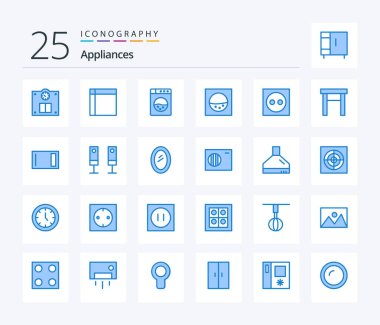Appliances 25 Blue Color icon pack including home appliances. furniture. machine. plug. electricity