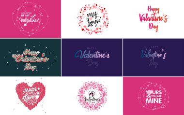 Hand-drawn black lettering Valentine's Day and pink hearts on white background vector illustration suitable for use in design of cards. banners. logos. flyers. labels. icons. badges. and stickers