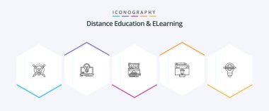 Distance Education And Elearning 25 Line icon pack including graduation. education. screen. avatar. software