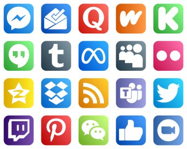 All in One Social Media Icon Set 20 icons such as qzone. flickr. kickstarter. myspace and meta icons. High definition and unique