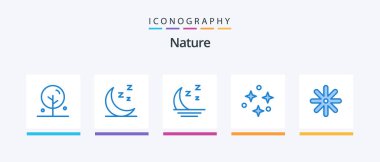 Nature Blue 5 Icon Pack Including plant. flower. forecast. stars. sky. Creative Icons Design