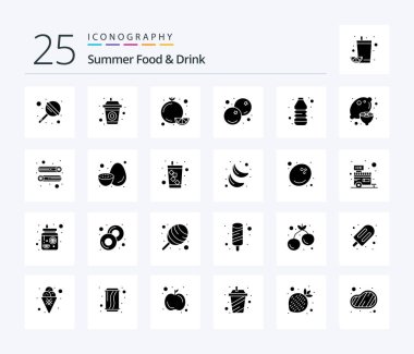 Summer Food & Drink 25 Solid Glyph icon pack including drink. healthy. citrus. fruit. blue