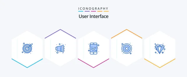 User Interface Blue Icon Pack Including Diamond Checked Brilliant Interface — Wektor stockowy