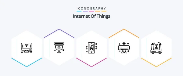 Internet Things Line Icon Pack Including Iot Internet Iot Router — Wektor stockowy