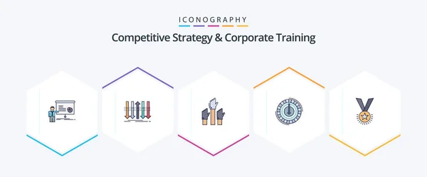 Competitive Strategy Corporate Training Filledline Icon Pack Including Expense Consumption — Archivo Imágenes Vectoriales