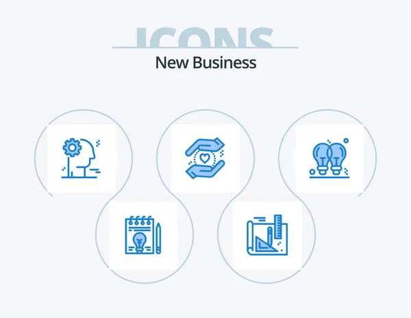 New Business Blue Icon Pack Icon Design Light Bulb Idea — Wektor stockowy