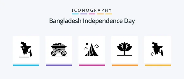 Bangladesh Independence Day Glyph Icon Pack Including Bangladesh Bangladesh Construction — Stock Vector
