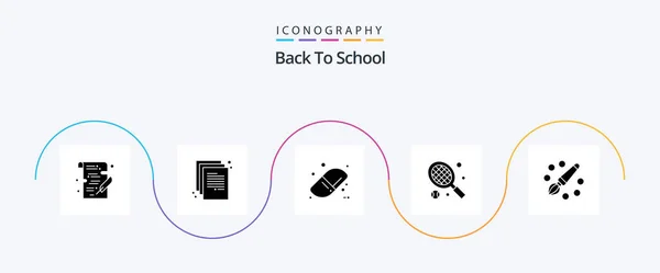 Back School Glyph Icon Pack Including Painting Drawing Back School — Wektor stockowy