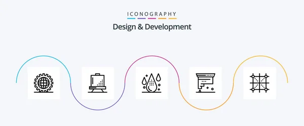Design Development Line Icon Pack Including Design Cartridge Development Drop — Stock Vector