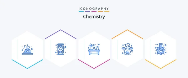 Chemistry Blue Icon Pack Including Lab Chemistry Convert Lamp Flask — Stok Vektör
