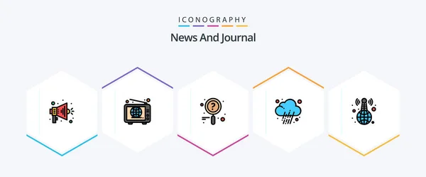 News Filledline Icon Pack Including News Broadcasting Research World Wide — Wektor stockowy