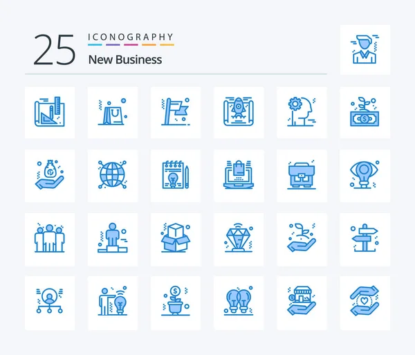 New Business Blue Color Icon Pack Including Business Gear Business — Wektor stockowy