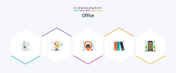 Office Flat Icon Pack Including Company History Business Report Files — 图库矢量图片