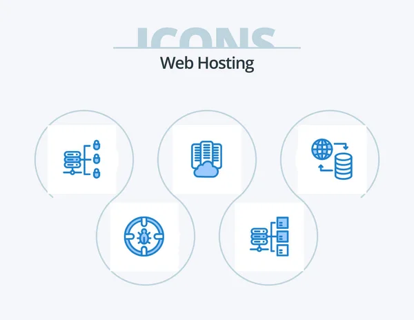 Web Hosting Blue Icon Pack Icon Design World Server Social — Vettoriale Stock