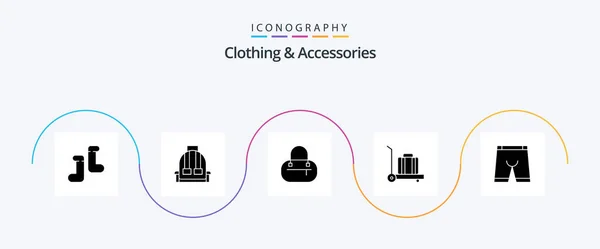 Clothing Accessories Glyph Icon Pack Including Baggage Underwear Clothing — Stock vektor