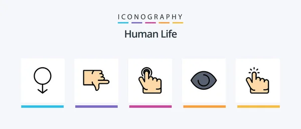 Human Line Filled Icon Pack Including Finger Face Click Human — Διανυσματικό Αρχείο