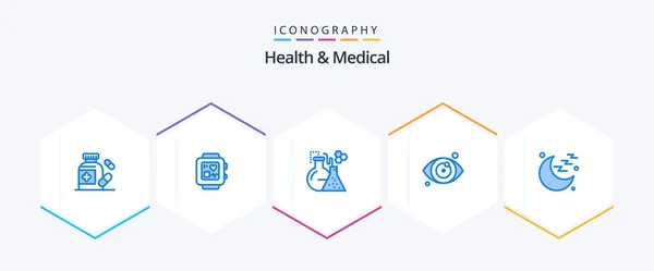 Health And Medical 25 Blue icon pack including . sign. test. moon. eye test