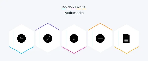 Мультимедиа Glyph Icon Pack Including Comparison Медиаплеер Мультимедиа Сми Загрузки — стоковый вектор