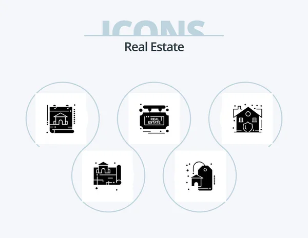 Real Estate Glyph Icon Pack Icon Design Real Estate Construction — Vettoriale Stock